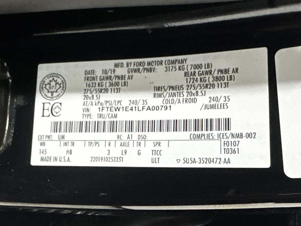 2020 Ford F-150 Lariat Sport Package