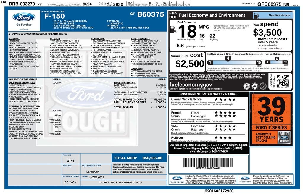 2016 Ford F-150 Lariat