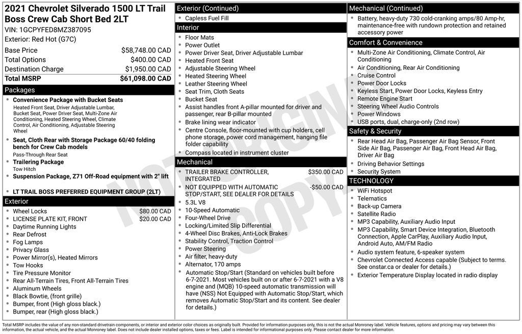 2021 Chevrolet Silverado 1500 LT Trail Boss