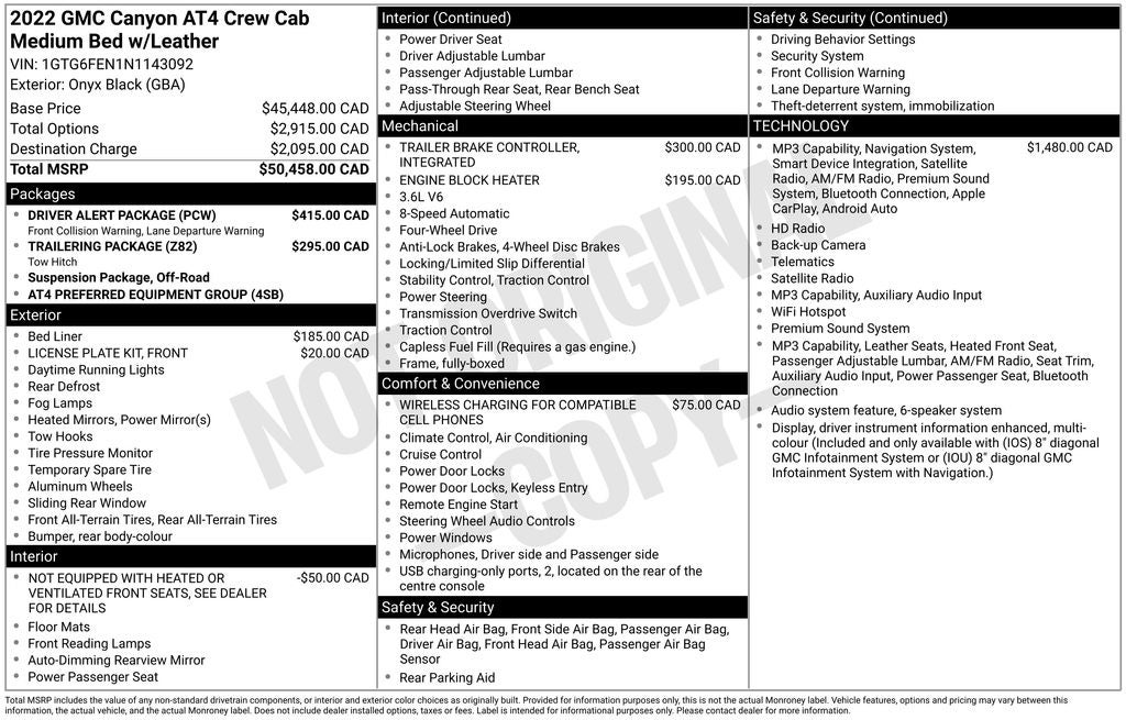 2022 GMC Canyon AT4 w/Leather