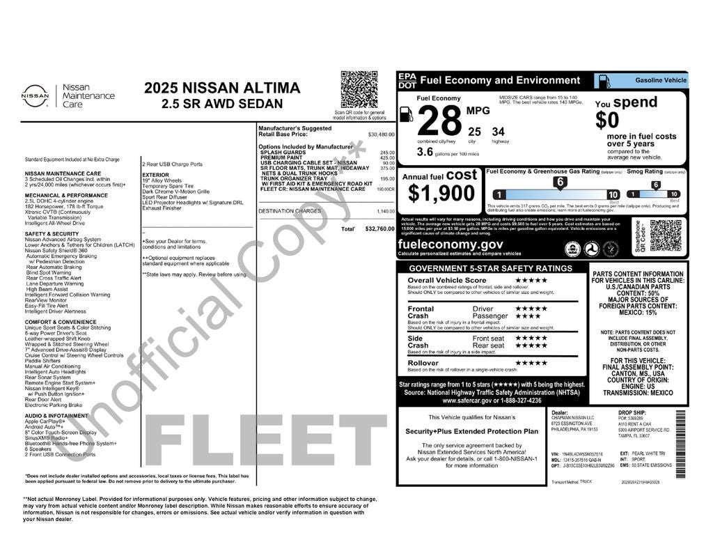 2025 Nissan Altima 2.5 SR
