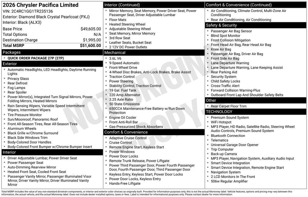 2026 Chrysler Pacifica Limited
