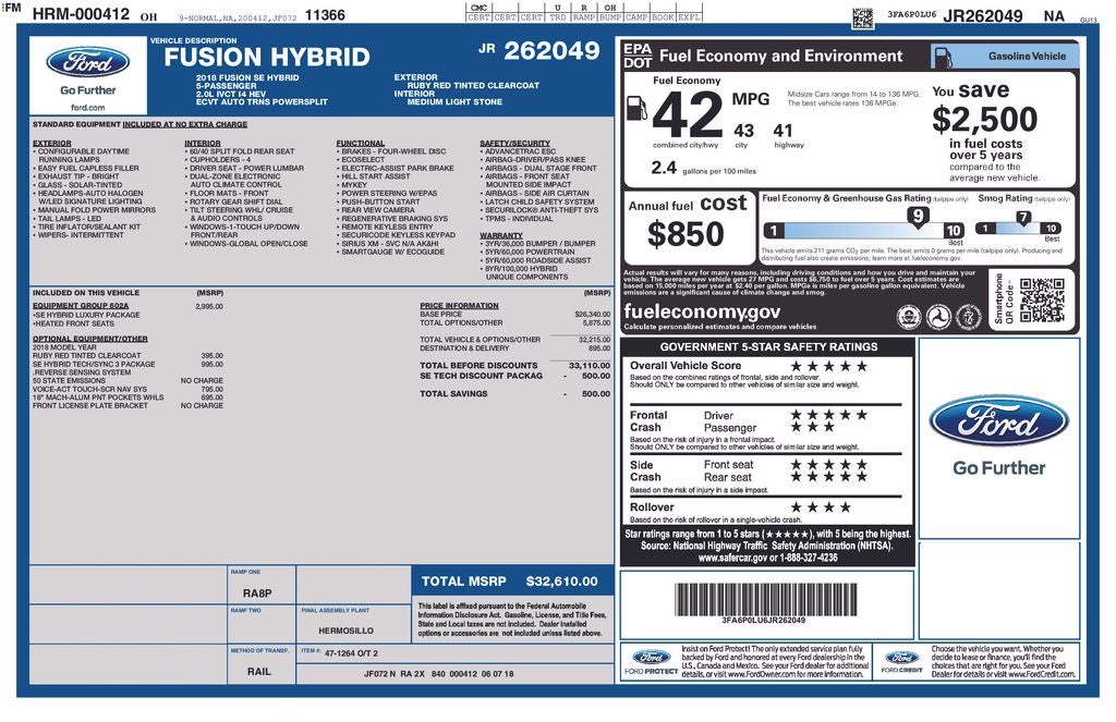 2018 Ford Fusion Hybrid SE