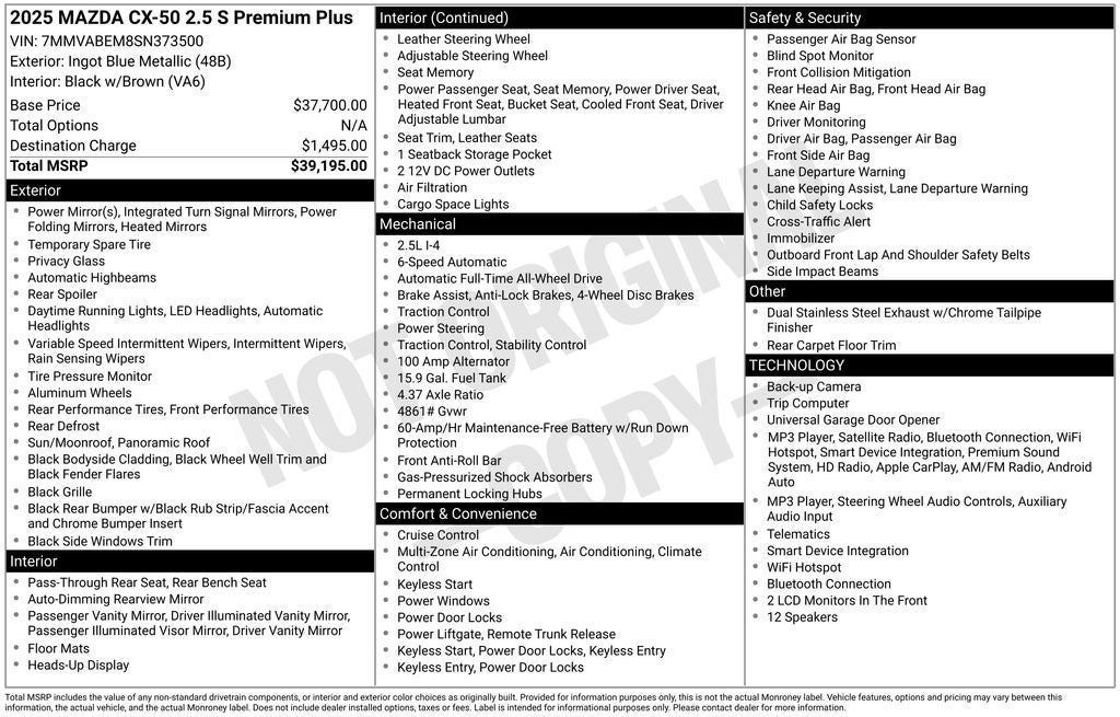 2025 Mazda Mazda CX-50 2.5 S Premium Plus Package