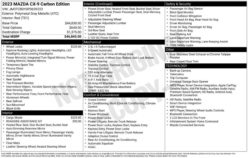 2023 Mazda Mazda CX-9 Carbon Edition